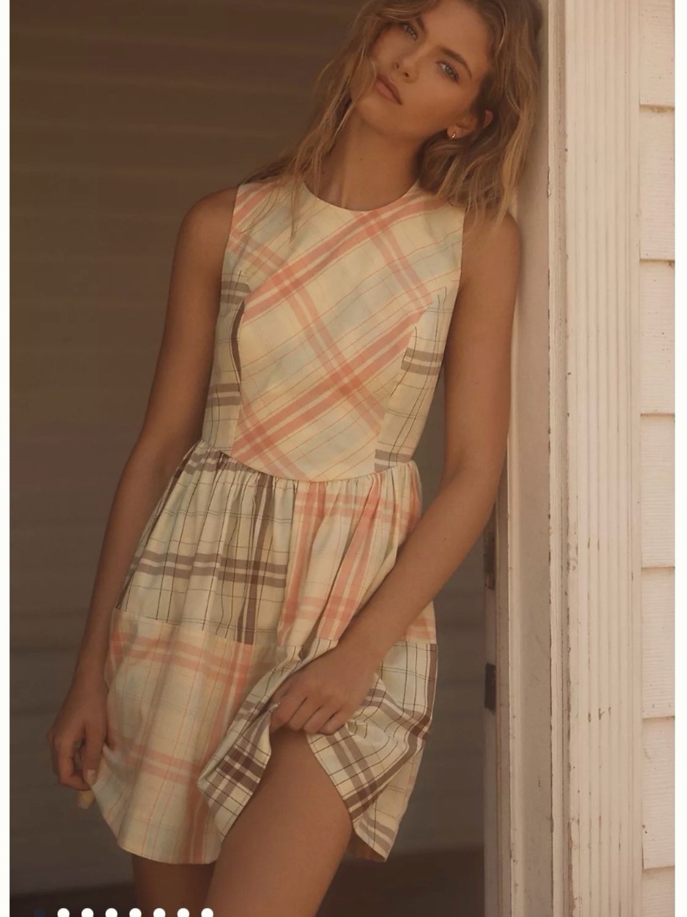 Anthropologie LyreBird Sleeveless Plaid Nap Mini Dress